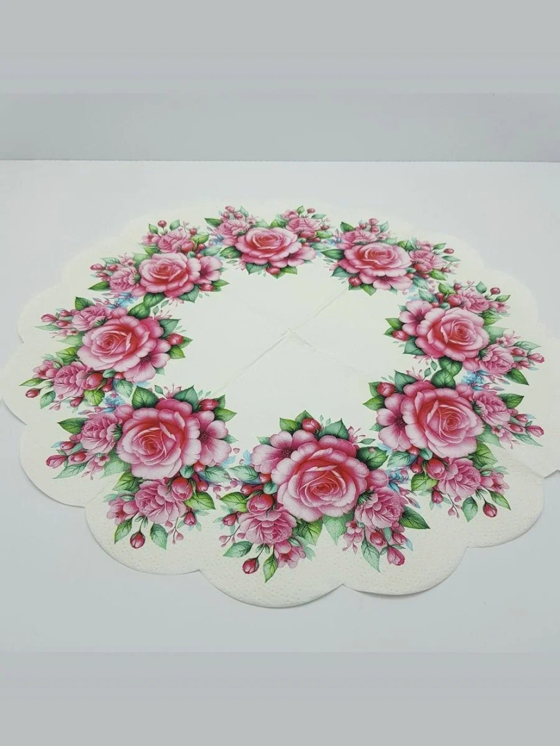 BOUQUET Art rondo салфетки столовые венок из роз 3сл. 32см 12шт